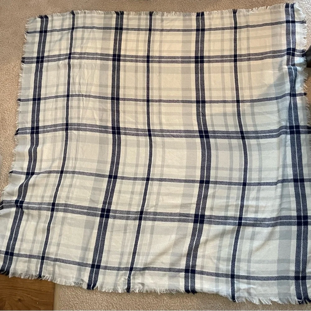 White and Blue Plaid Scarf/Shawl